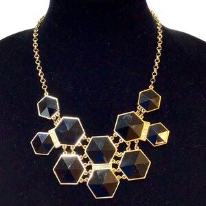 Black geometric statement necklace EUC